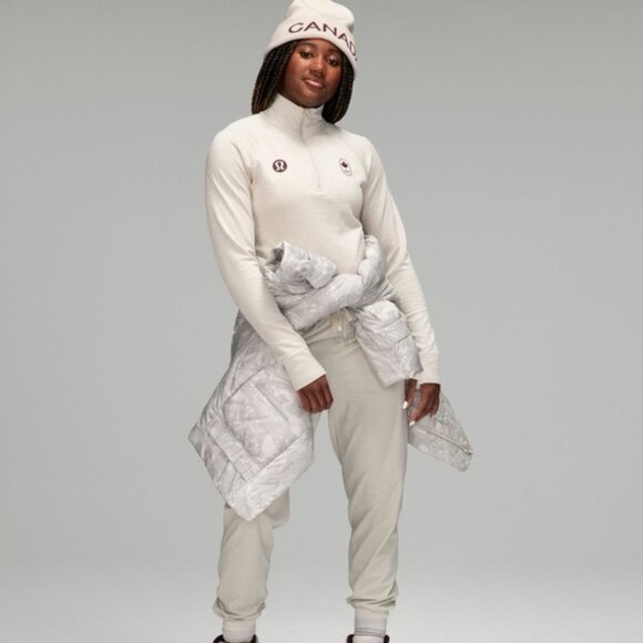Lululemon Engineered Warmth Half Zip Ivory Team Canada Olympic Edition Size 10 - Picture 3 of 9